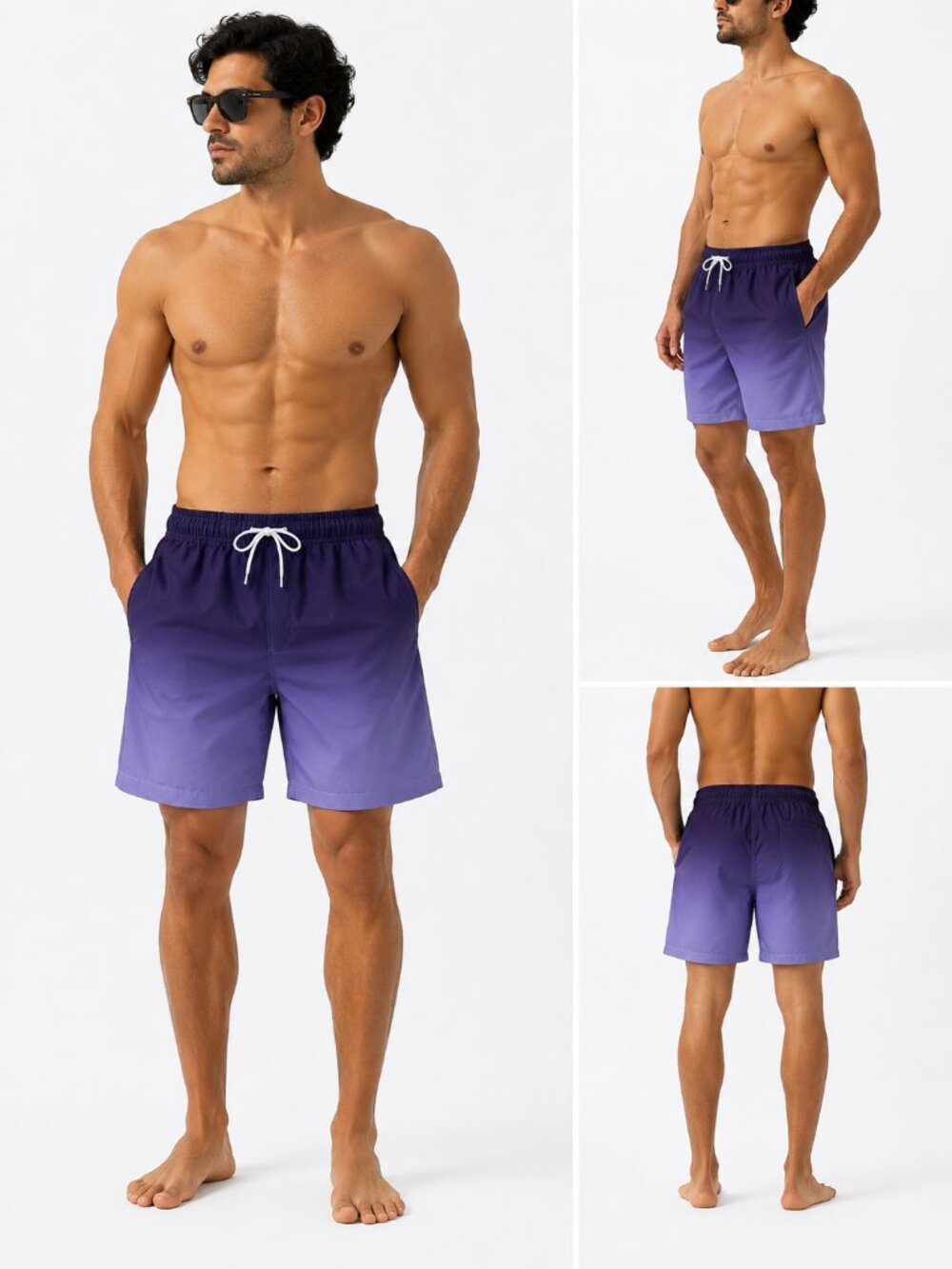 Unbranded Men's Purple Gradient Swim Trunks - Size Medium
